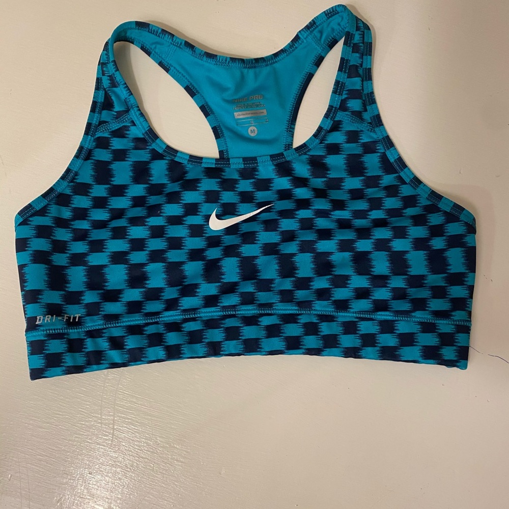Nike Black & Grey Dri Fit Checkered Sports Bra